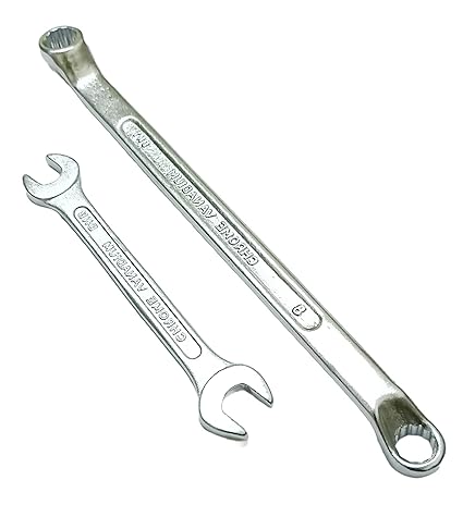 4 MECH Ring + DOE Spanners Heavy Duty, Hardened and Tempered, Chrome Vanadium Steel, Double Sided, Anti-Slip & Anti-Corrosion properties (8x10 MM)
