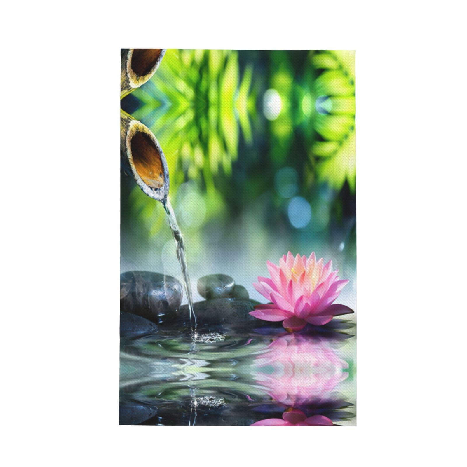Xxahnbm Black Garden Lotus Flower Print Waffle Kitchen Towel,Absorbent Hand Towel