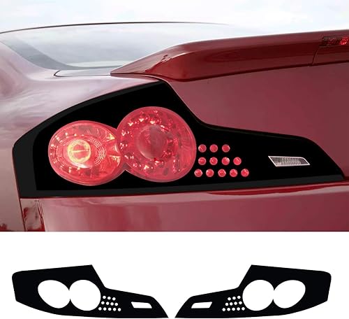 Miniatura 2 de Kit de superposición de vinilo precortado de luz trasera estilo GTR compatible con Infiniti G35 Coupe 2006 2007 - Cromo mate metálico negro