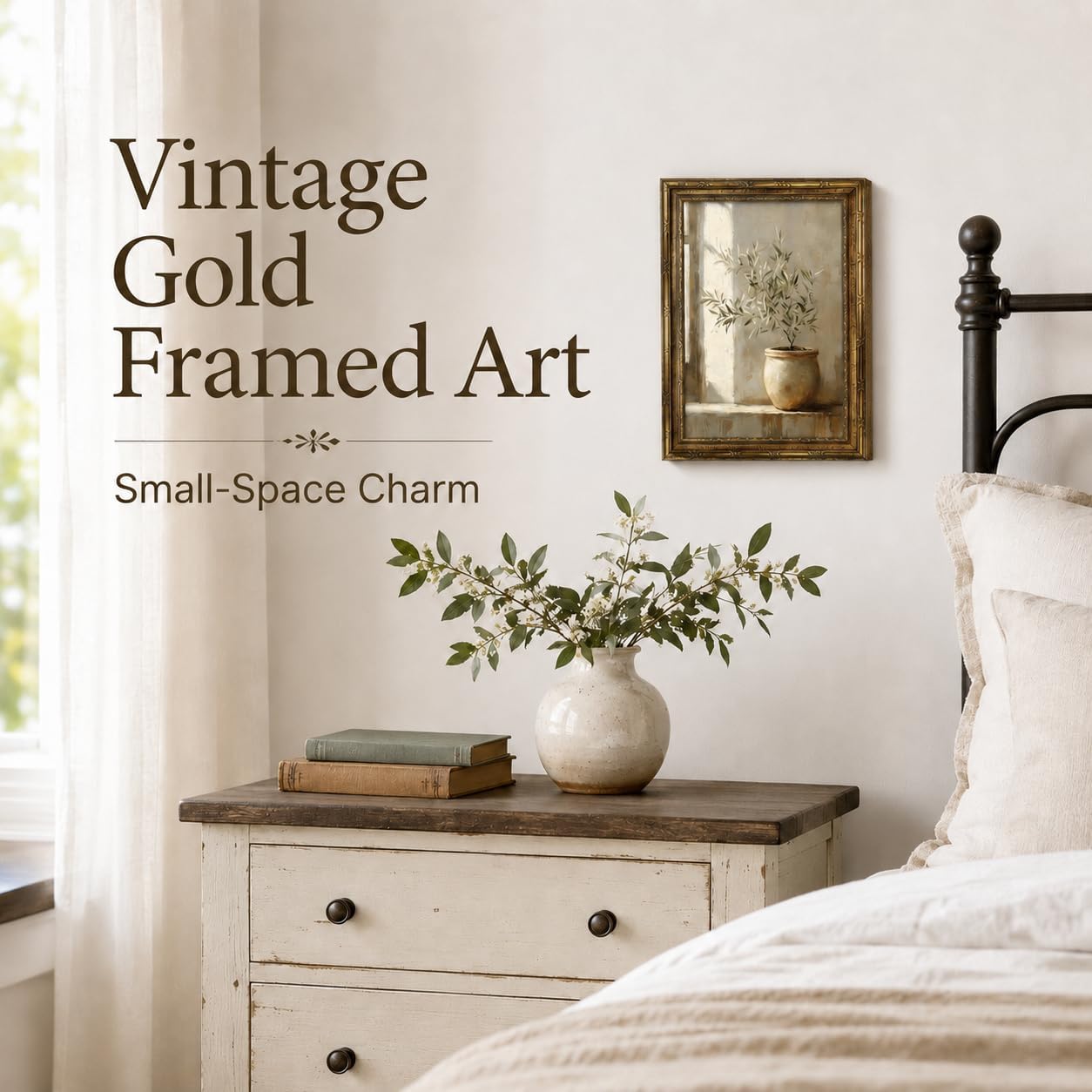 Vintage Gold Framed Green Olive Branches Canvas Wall Art image 3