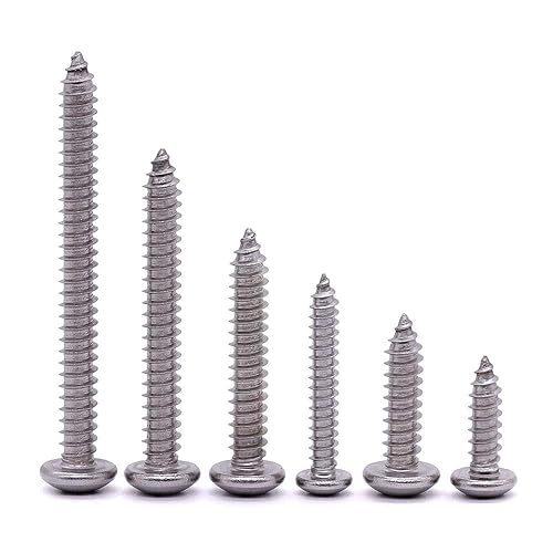 Miniatura 5 de Tornillo de chapa de cabeza plana #4 x 78 pulgadas, acero inoxidable 304 18-8, tornillo autorroscante Phillips, tornillo de cabeza redonda para