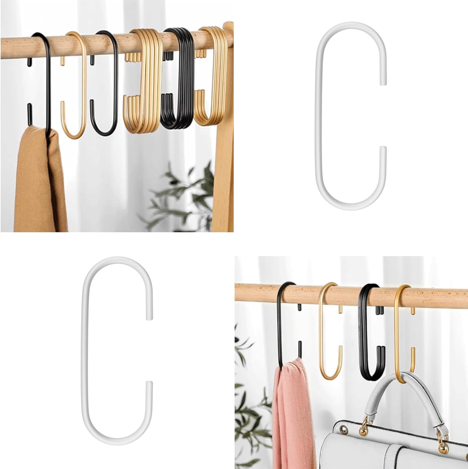 10 PCS C-Shaped Hook for Hanging, Hanger Hooks for Hanging Clothes, Towels, Shoe Bag（Sliver,10Pcs）