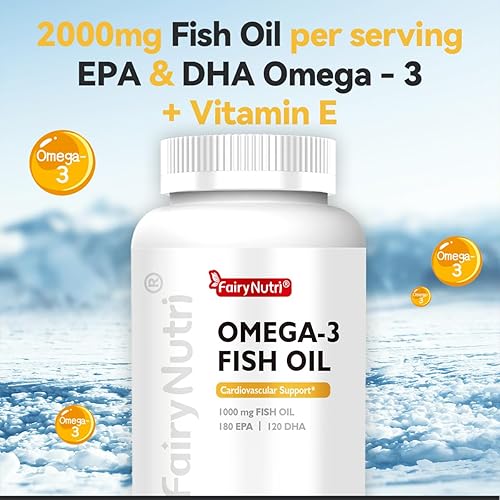 Miniatura 4 de Aceite de pescado Omega-3, 2000 mg de aceite de pescado puro de mar profundo con EPA DHA, 90 cápsulas blandas, sin gluten, sin sabor a pescado,