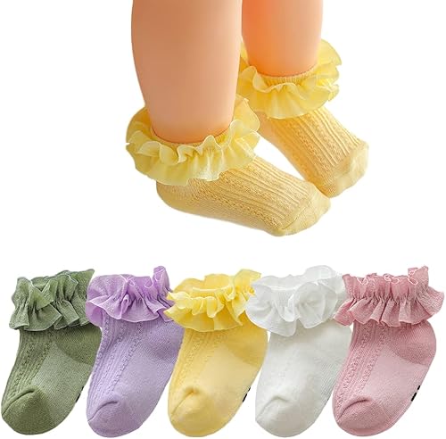 Calcetines de princesa para recién nacidos, con volantes de encaje, para niñas pequeñas