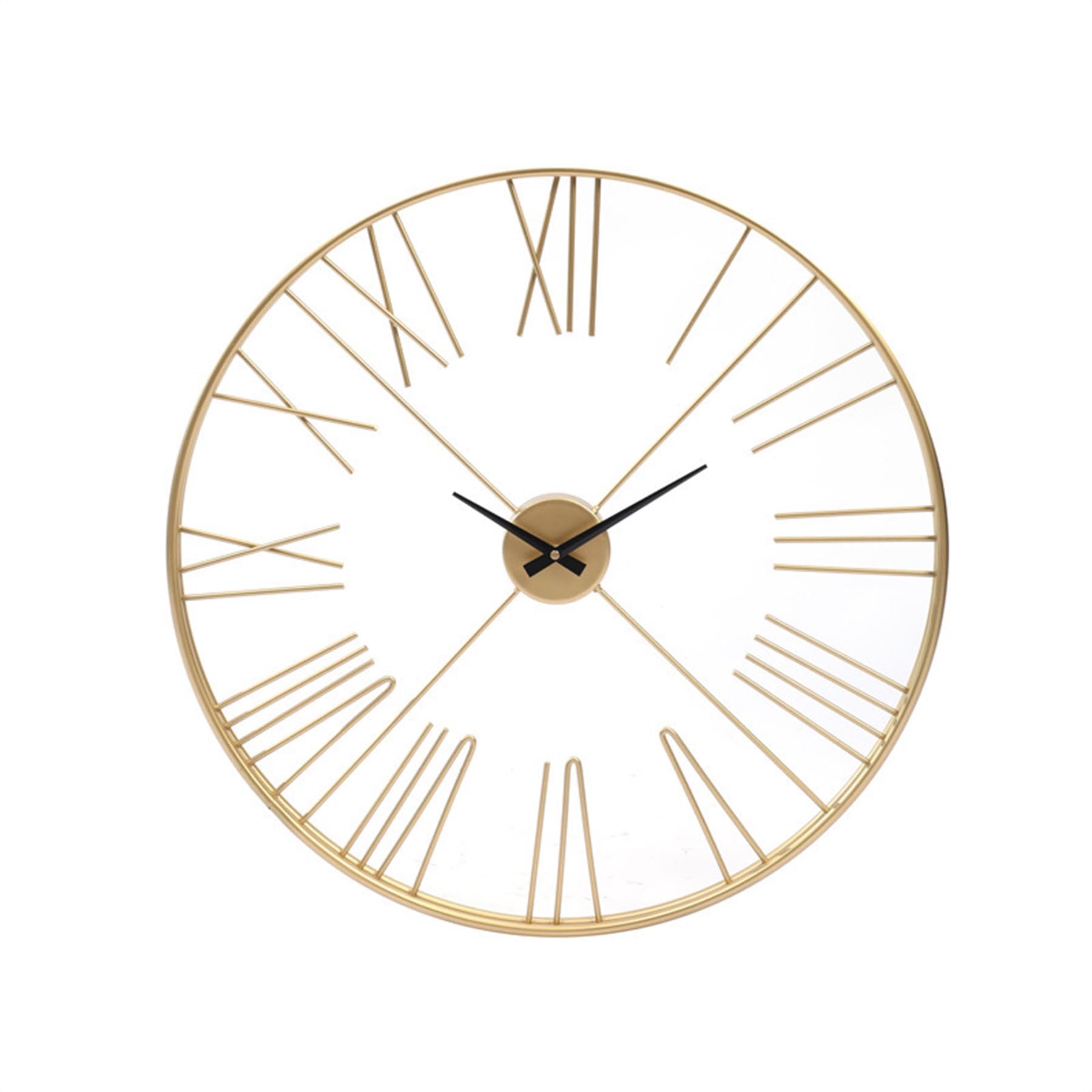 Horloge murale sans tic-tac en métal doré de 60 cm pour retrouver le sommeil