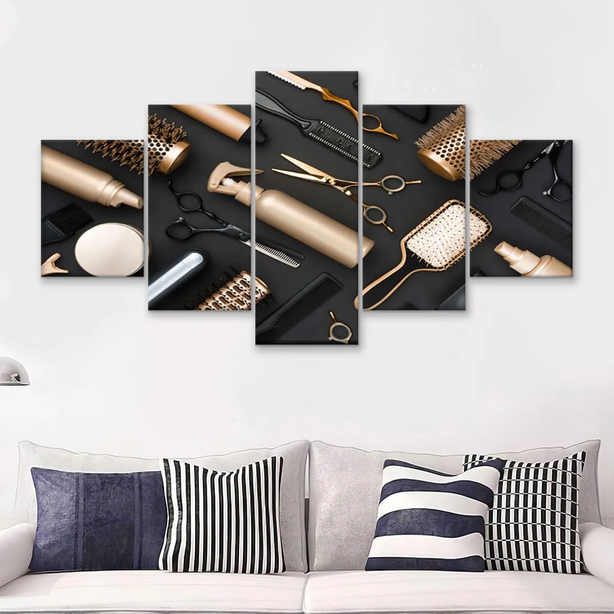 Impressions sur toile 5 morceaux grand format pour décorer un salon moderne