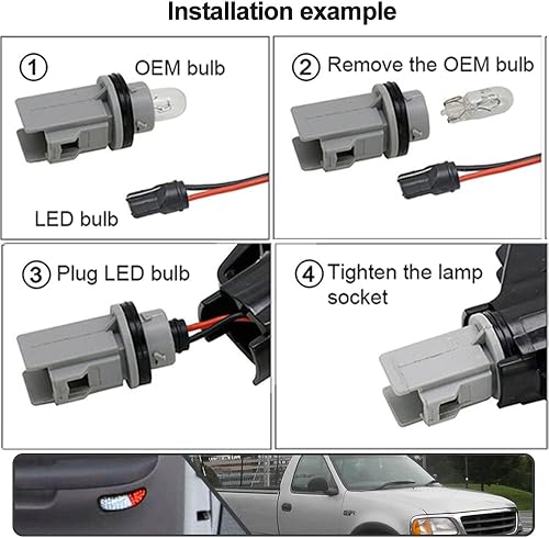 Miniatura 9 de 2 luces LED F150 para puerta de cortesía para Ford F150 1997-2003, F150 SVT Lightning 1999-2002, F250 Light Duty 1997-1999 LED rojo y blanco para
