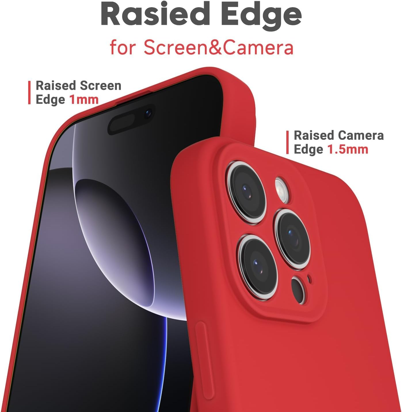 for iPhone 16 Pro Max Phone Case Silicone, Minimalist Ultra Thin Slim Soft Rubber Gel Solid Color Matte TPU Cute Case for Women Men, Girly Plain Aesthetic Design & Camera Cover Protection, Red - Image 4