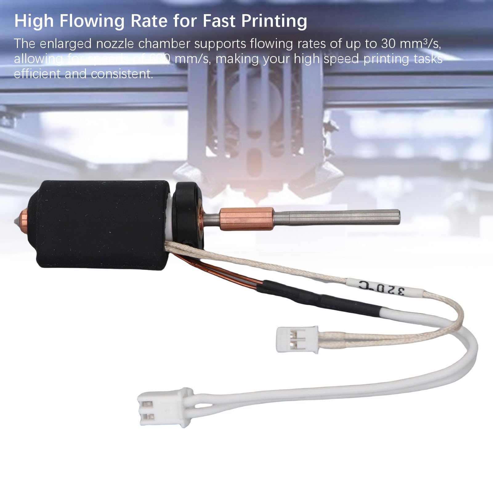 Garosa Ganzmetall-Hot-End-Kit, 50-W-Keramikheizung, 0,4 0,6 0,8 Mm Düse aus Gehärtetem Stahl für den Hochgeschwindigkeits-3D-Druck von PLA und ABS