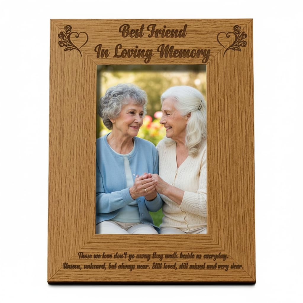 Ukgiftstoreonline Best Friend In Loving Memory Remembrance Portrait Wooden Photo Frame Gift Fw449 (4 X 6 Inch)