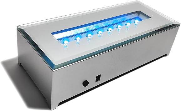 16 LED Light Display Stand Base for 3D Crystal Glass Art,Holiday Casual Atmosphere Ornament Lamp- 6 Inch Rectangular Illuminated Holder Colorful Lights silver