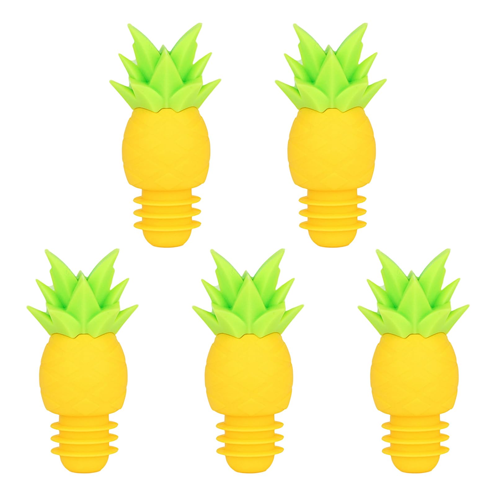 LUCKGONI Pack Of 5 Pineapple Shaped Silicone Wine Stoppers Food Grade For Home And Restaurant Use