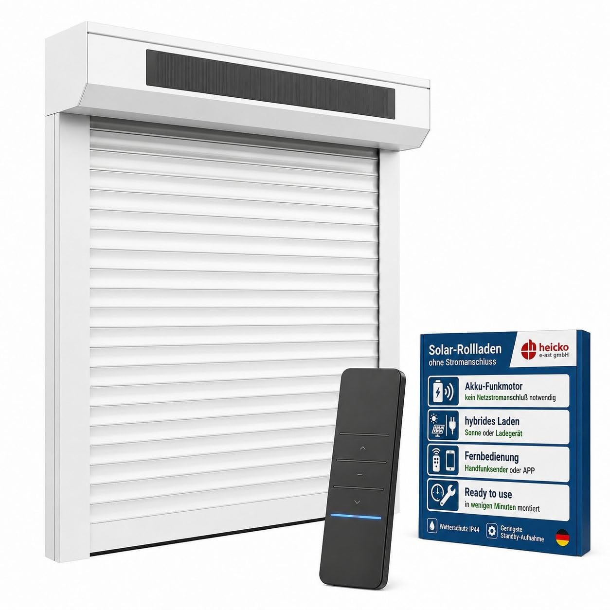 Volet roulant solaire avec fonction de charge hybride avec panneau solaire (1 pièce)