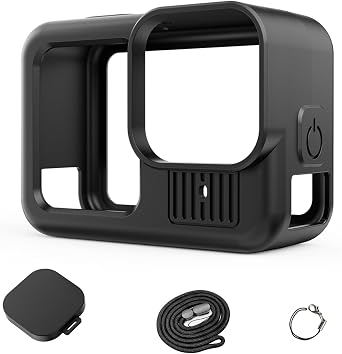 Silicone Case Compatible with GoPro Hero 13, Black | Silicone Rubber Soft Case Protector Cover with Lens Cover Cap Lanyard Accessories Bundle Kit Compatible With Hero 13 Black