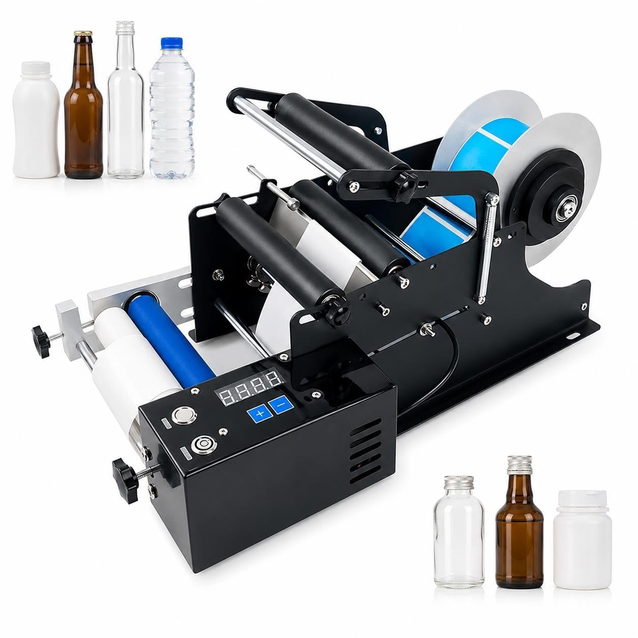 Halbautomatischer Etiketten-Applikator, Flaschenetikettierer