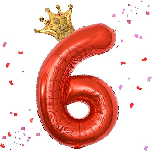 Miniatura 10 de Globo rojo de 40 pulgadas con número 9 y corona pequeña para decoraciones de fiesta de cumpleaños, decoraciones de fiesta de cumpleaños 9,