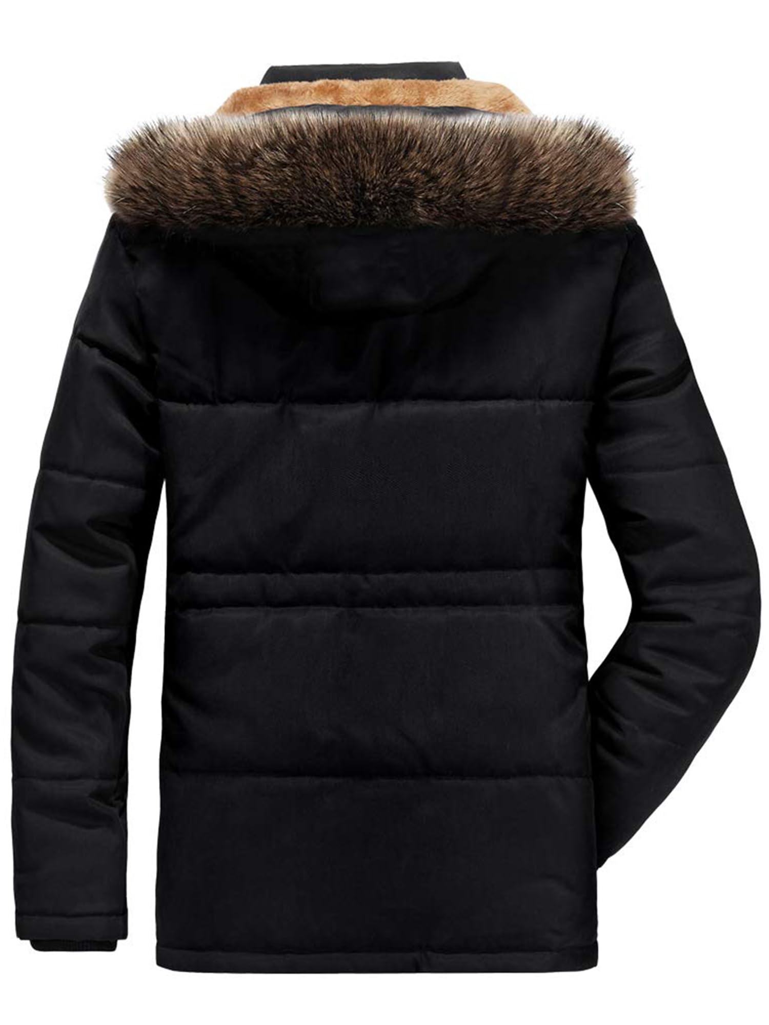 FTCayanz Herren Warme Winterjacke Parka Lang Wintermantel Mit Kunstfell Kapuze Outdoor Gefütterte Steppjacke Jacke