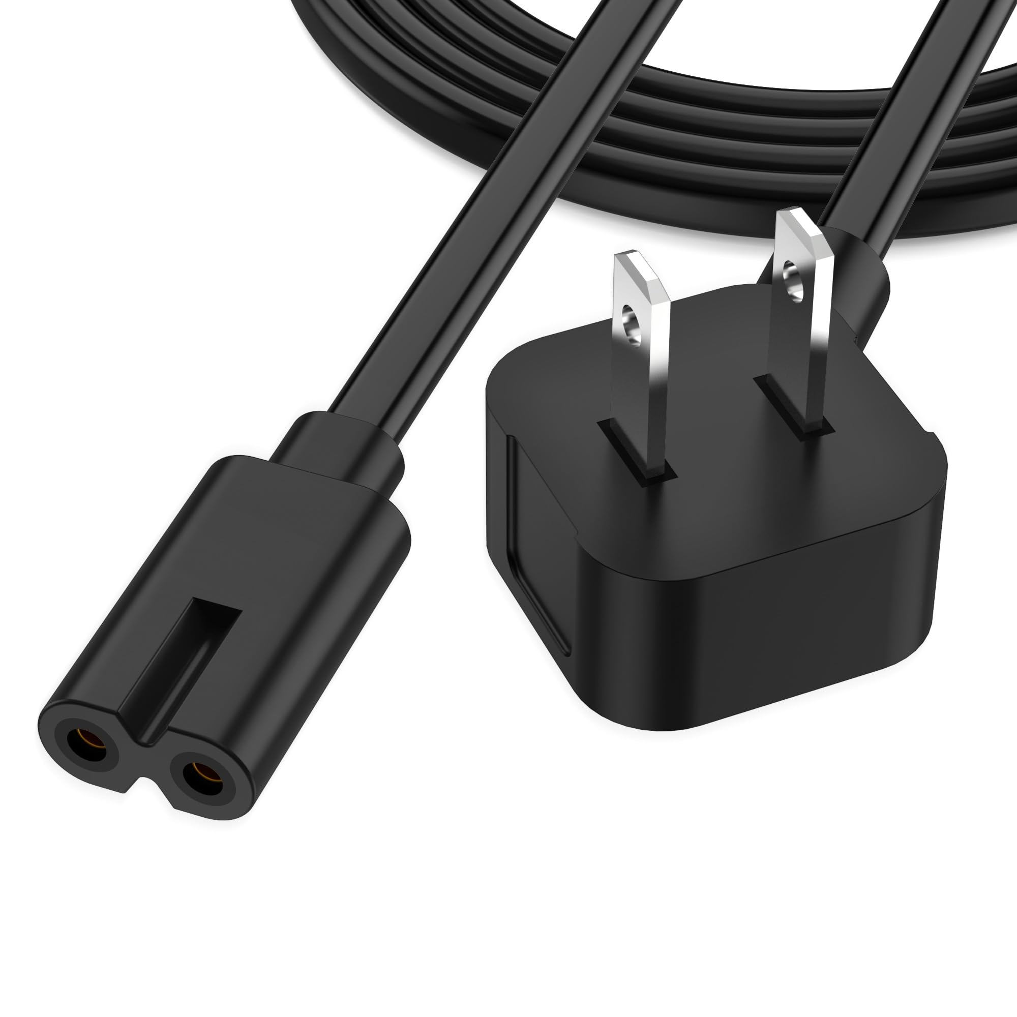 AGVEE 10ft Mini Fridge Power Cord Compatible with AstroAI Mini, Cooluli Mini, Chefman Mini, Koolatro, Frigidaire Fridge, Replacement 90 Degree Angled 18AWG ETL Listed 2-Prong Cable, Black