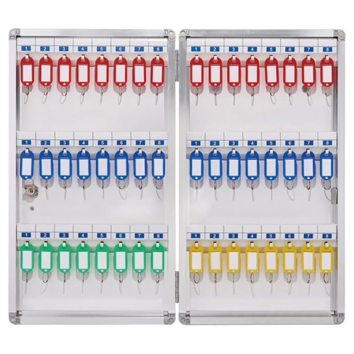 Caja de aleación de aluminio montada en la pared con cerradura de seguridad y etiquetas para llaves, ideal para aula, oficina, gimnasio, almacenamiento de 48 llaves