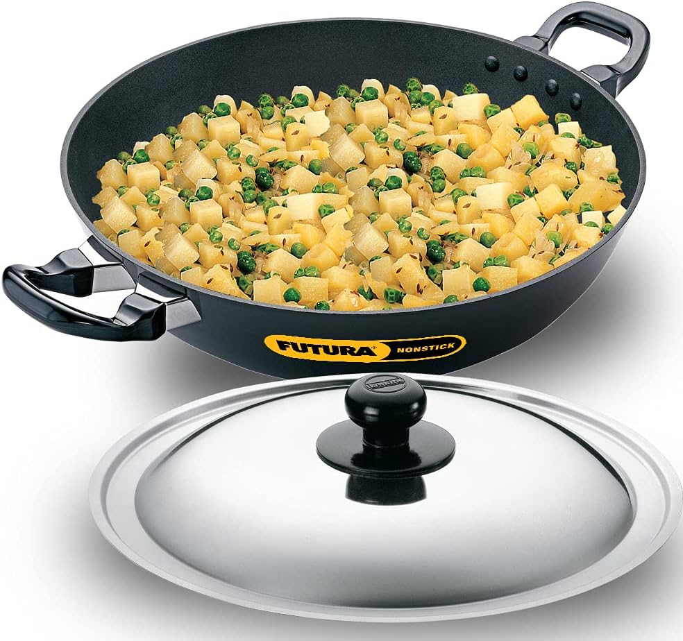 SRIYUG Induction Base NonStick Kadai with Glass Lid 240mm