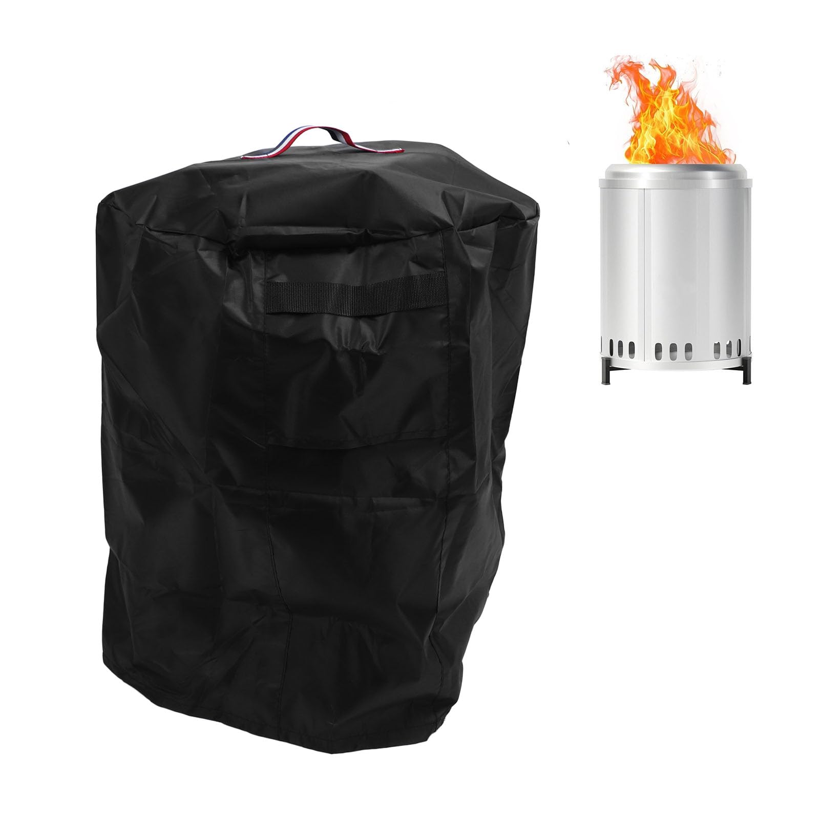 Fire Pit Cover, Round Fireplace Cover with Vent Handle Full Coverage Cover for Outdoor Patio Camping