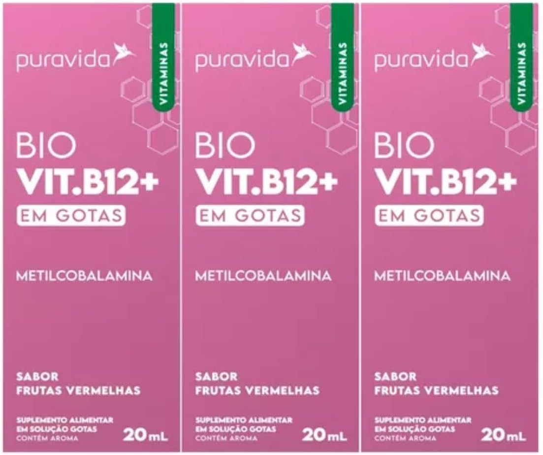 3x B12 Drops Metilcobalamina Biodisponível Em Gotas – PuraVida