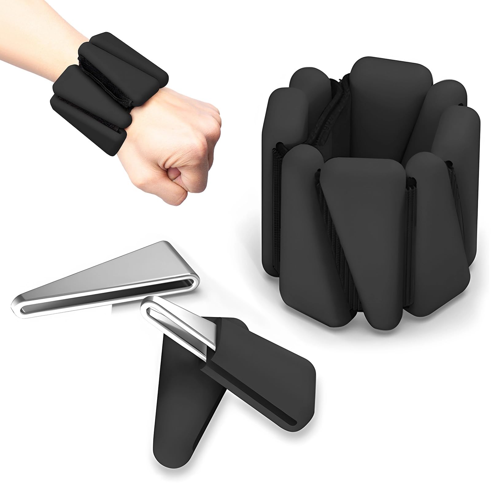 Pesas de muñeca ajustables, pesas de tobillo de silicona y metal para mujer, bandas de fitness para pilates, yoga, correr y entrenamiento de fuerza, juego de 2