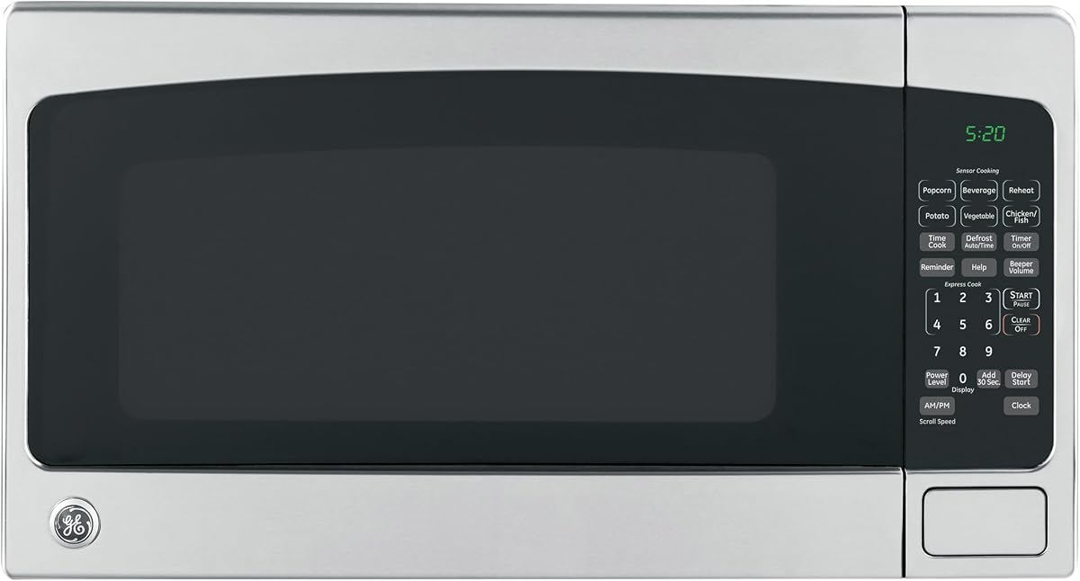 Countertop Microwave Oven,1, 200-watt Capacity, 2.0 Cubic Ft., 8 Auto Setting Cooking Settings, Child-Lock Technology, Kitchen Essentials for the Countertop, Dorm Room or Apartment, Stainless Steel | Large Capacity, 8 Convenience Cook Settings, One-Touch Controls, Child Lock Technology, Glass Turntable