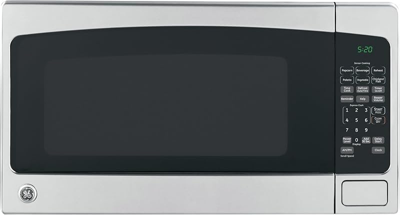 Countertop Microwave Oven,1, 200-watt Capacity, 2.0 Cubic Ft., 8 Auto Setting Cooking Settings, Child-Lock Technology, Kitchen Essentials for the Countertop, Dorm Room or Apartment, Stainless Steel | Large Capacity, 8 Convenience Cook Settings, One-Touch Controls, Child Lock Technology, Glass Turntable