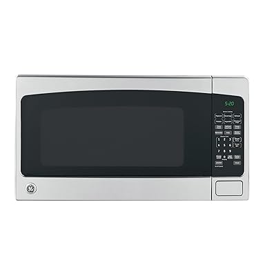 GE Countertop Microwave Oven, 1,200-watt Capacity, 2.0 Cubic Ft., 8 Auto Setting Cooking Settings, Child-Lock Technology, Kitchen Essentials for the Countertop, Dorm Room or Apartment, Stainless Steel