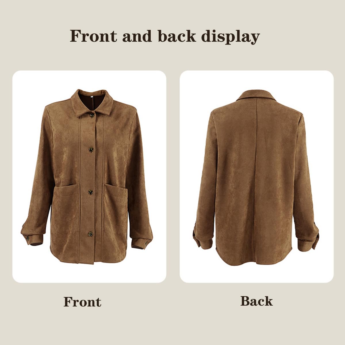 Veste en cuir synthétique pour femme - Veste d'automne Maillard marron en daim - Veste Y2k