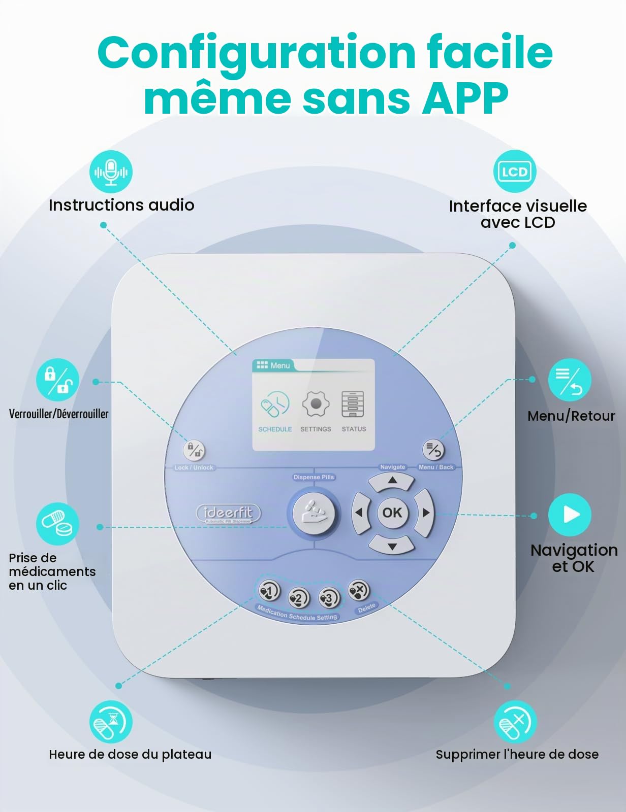 Distributeur Automatique de Pilules, 3 Compartiments, App et LCD