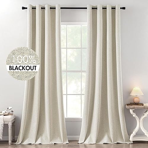 Vista 40 de MIULEE - Cortinas blancas opacas con textura de lino para dormitorio o guardería, con aislamiento térmico, con ojales, para sala y decoración, 52 x