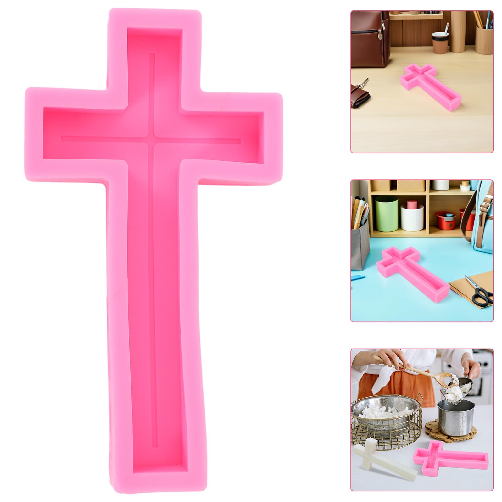 Didiseaon Stampo in Silicone a Forma di Croce 33 CM per Candele Saponi e Resina Fai da Te Flessibile Resistente al Caldo e Riutilizzabile per Decorazioni Artigianali Religiose