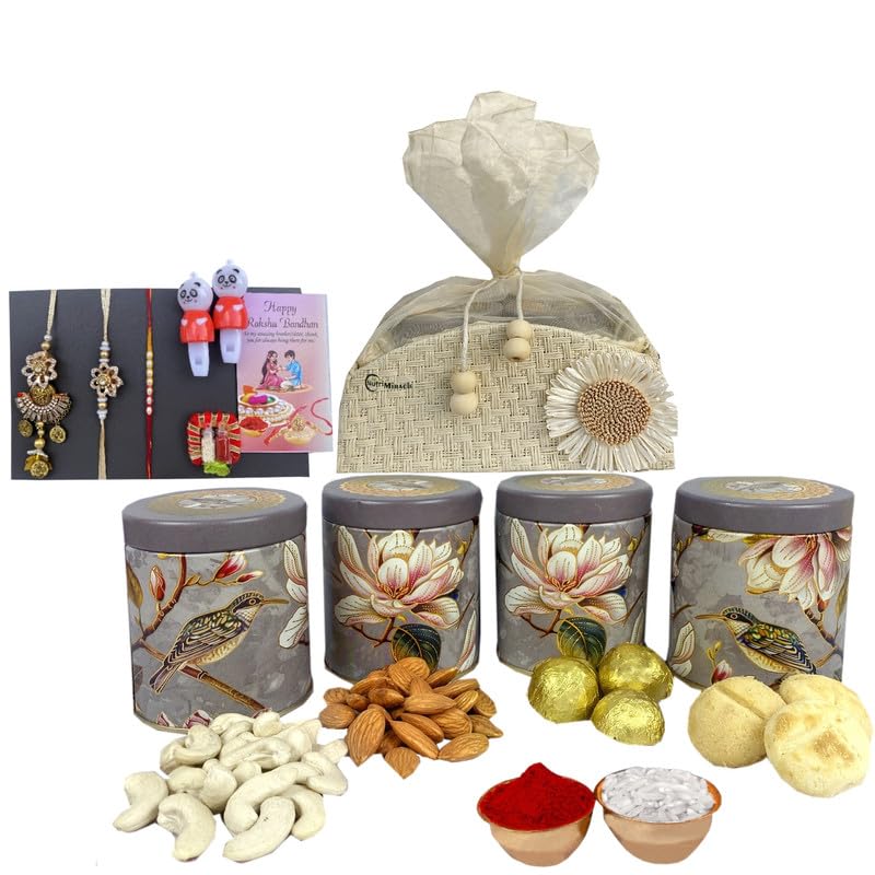 Image of NUTRI MIRACLE Rakhi Combo with Chocolates, Nut Mix, Tilak Kit and Greeting Card for Bhai and Family