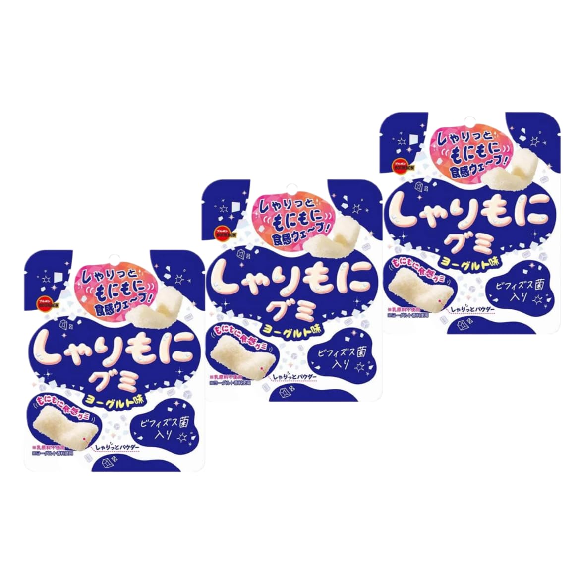 Amazon.co.jp: しゃりもにグミ ヨーグルト味 57g×3袋 ブルボン : 食品