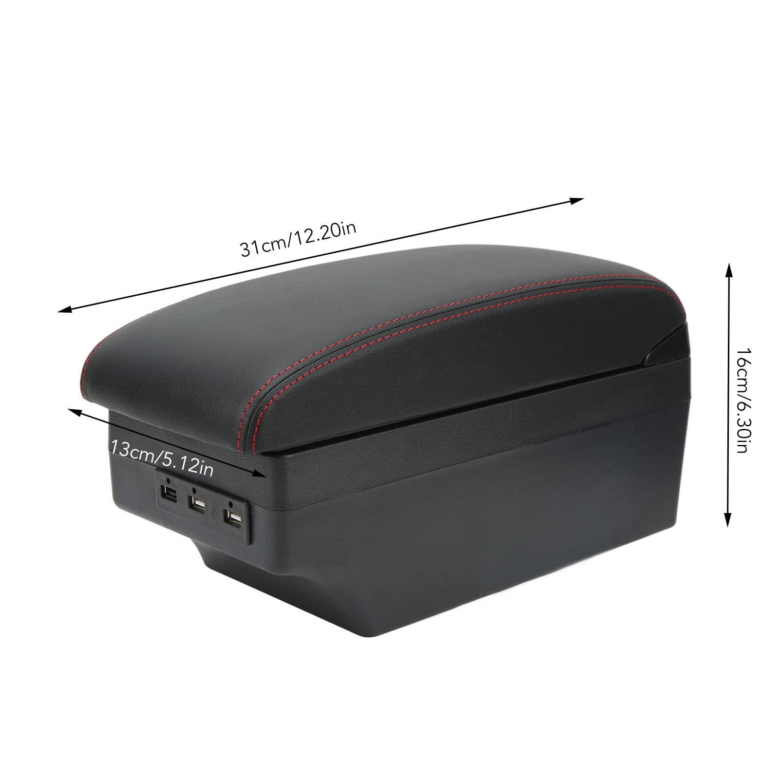 Alomejor Schowek w Podłokietniku ABS PU Skórzany Schowek w Konsoli środkowej z 7 Portami USB Łagodzi Zmęczenie Ramion Dodaje w Kabinie Łatwa Instalacja dla Kierowców I10