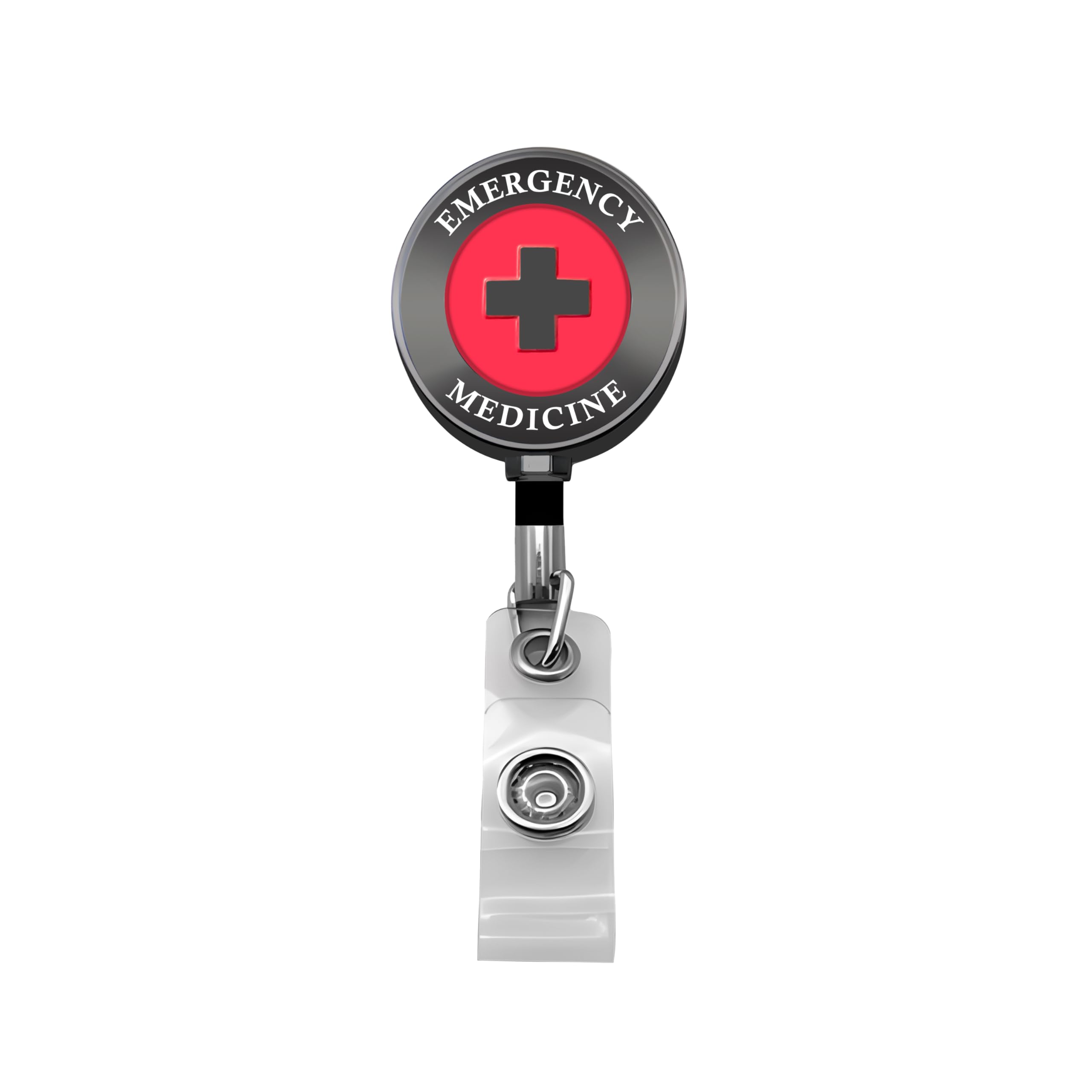 Emergency Medicine and Emergency Department Badge Reel – Heavy Duty Retractable ID Badge Holder with Metal Alligator Clip for ER Staff, Nurses,