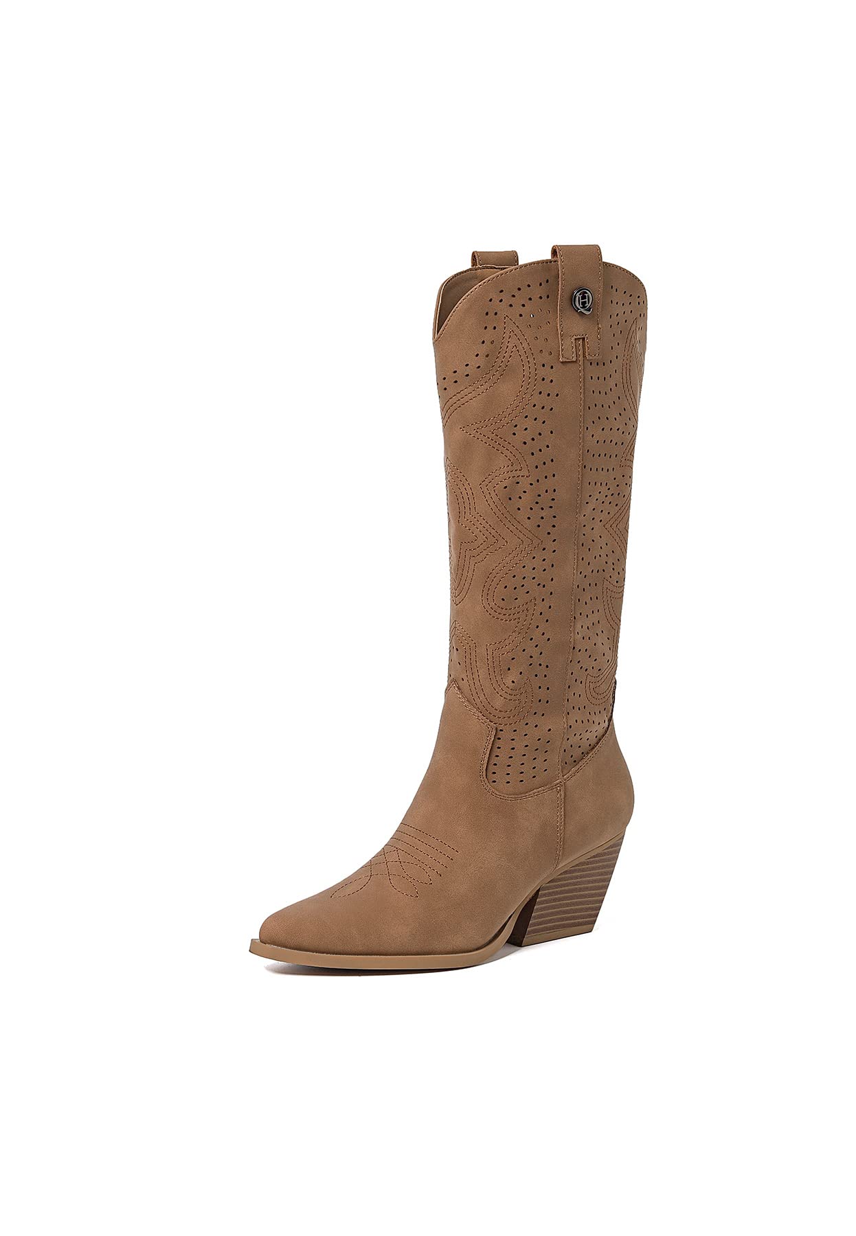 QUEEN HELENA Camperos Botas Texani Perforados con Tacón Western Cowboy Punta Botines con Cremallera Lateral Mujer X28-100