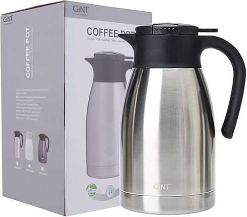 Miniatura 7 de GiNT Paquete de 2 jarras térmicas de café de 51 onzas, de acero inoxidable, de doble pared, aisladas al vacío, para mantener el calor durante 12