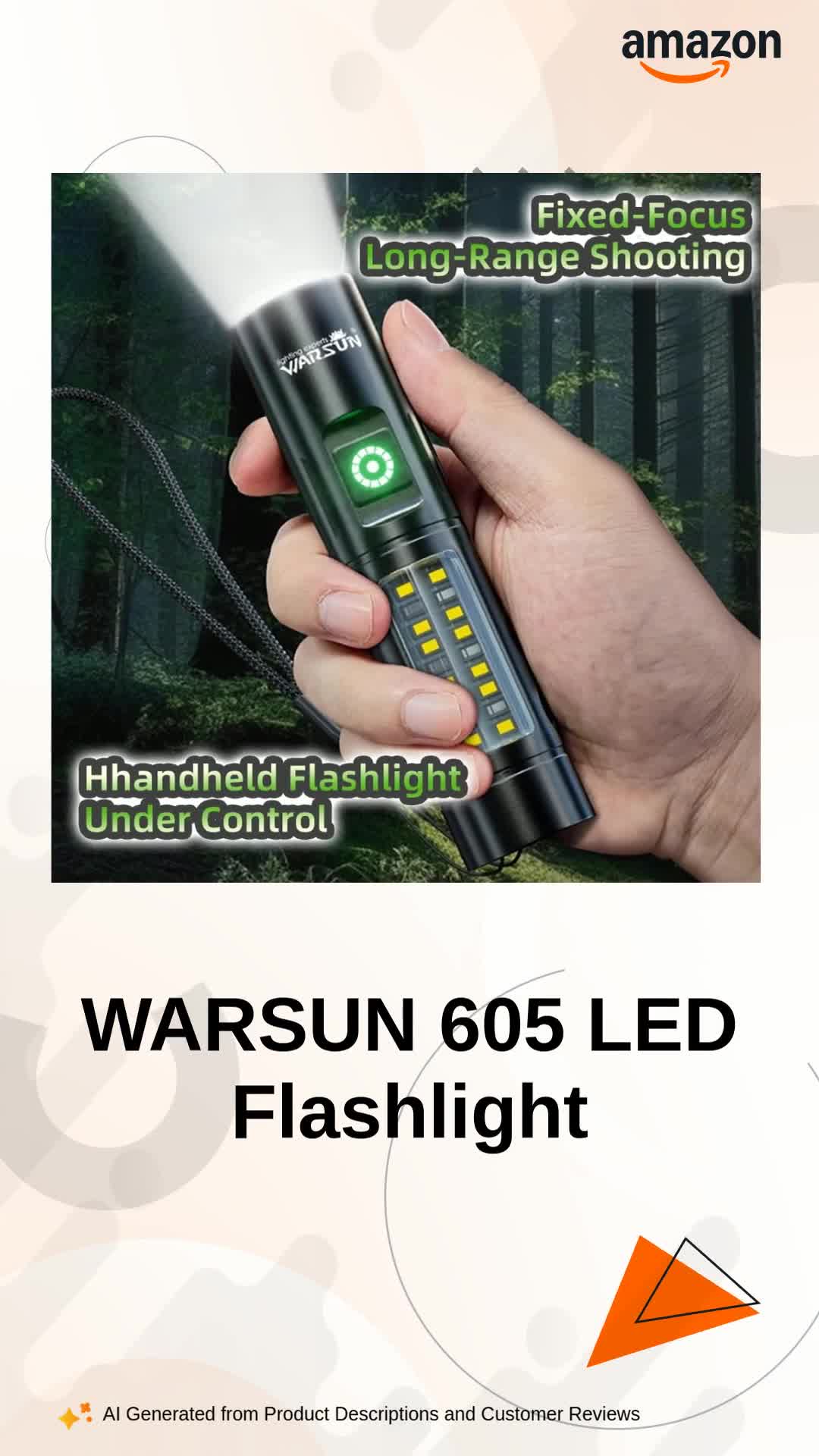 WARSUN 605 Ultra-Bright Portable LED Flashlight, Rechargeable with