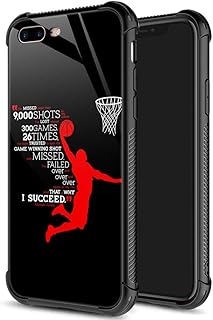 iPhone 8 Plus Case,9H Tempered Glass iPhone 7 Plus Cases for Boys Men,Funny Red Dunk Pattern Shockproof Anti-Scratch Case for Apple iPhone 7/8 Plus 5.5 inch Red Dunk