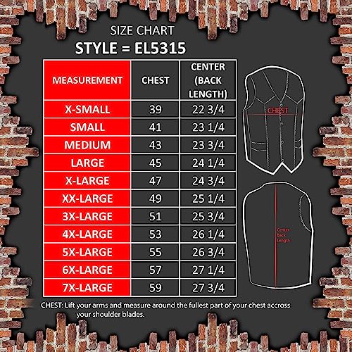 Image of EVENT LEATHER EL1310GO Men's Classic Western Style Snap Button Black Motorcycle Riders Leather Vest