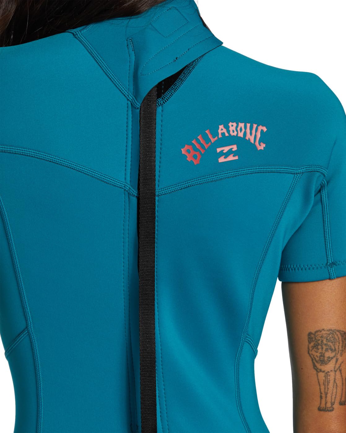 Billabong Traje de Neopreno Corto de Aluminio de 2 mm con Cremallera Trasera para Mujer, Color Marino, retención con una combinación de Alta Elasticidad