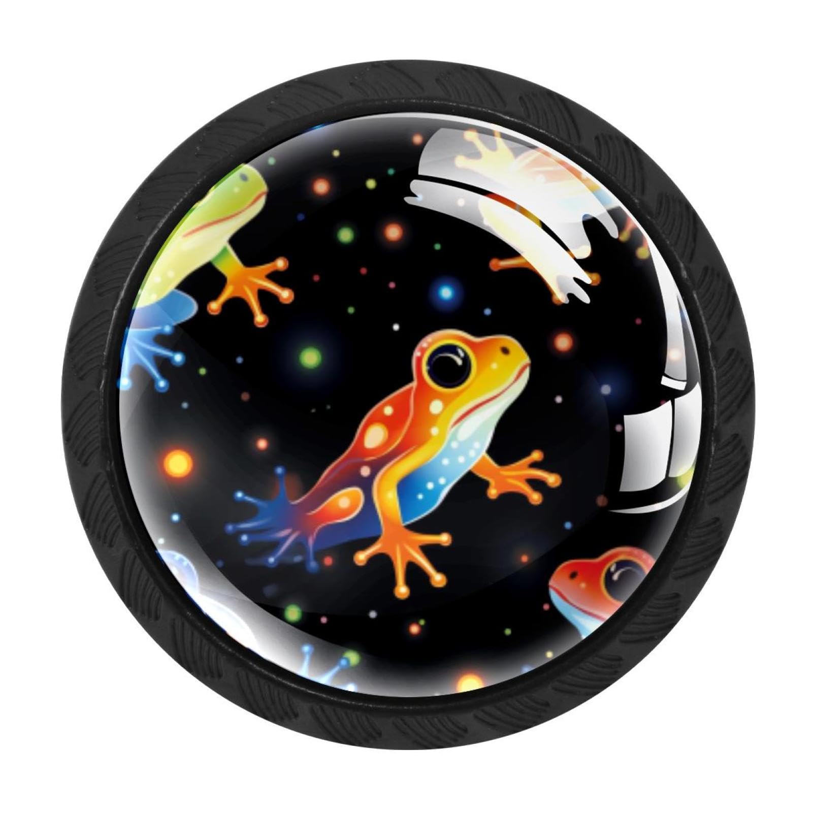 Chenzzzz Multicolored 16 4 Pack Cabinet Handles Black Starry Frog Cabinet Knobs Draw