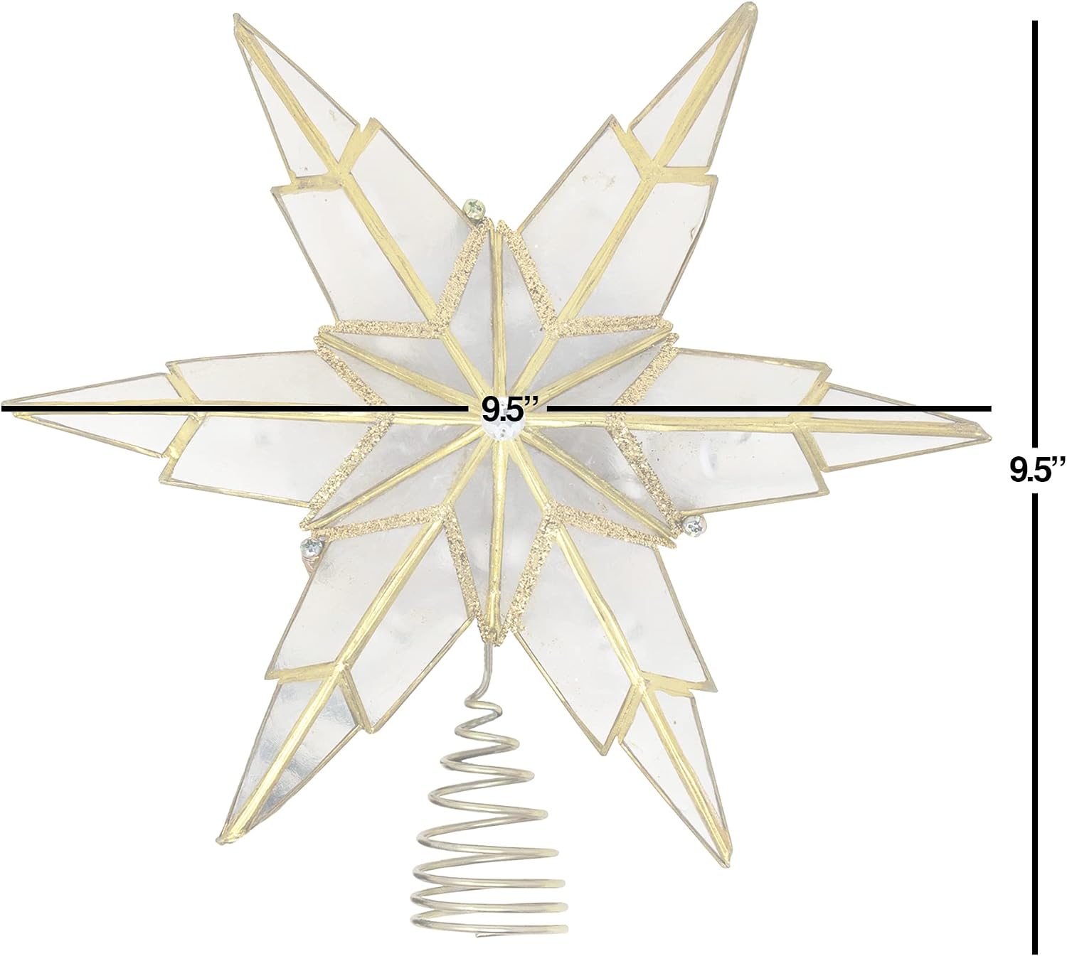 10-Light 6 Point Gold Capiz Star Tree Topper