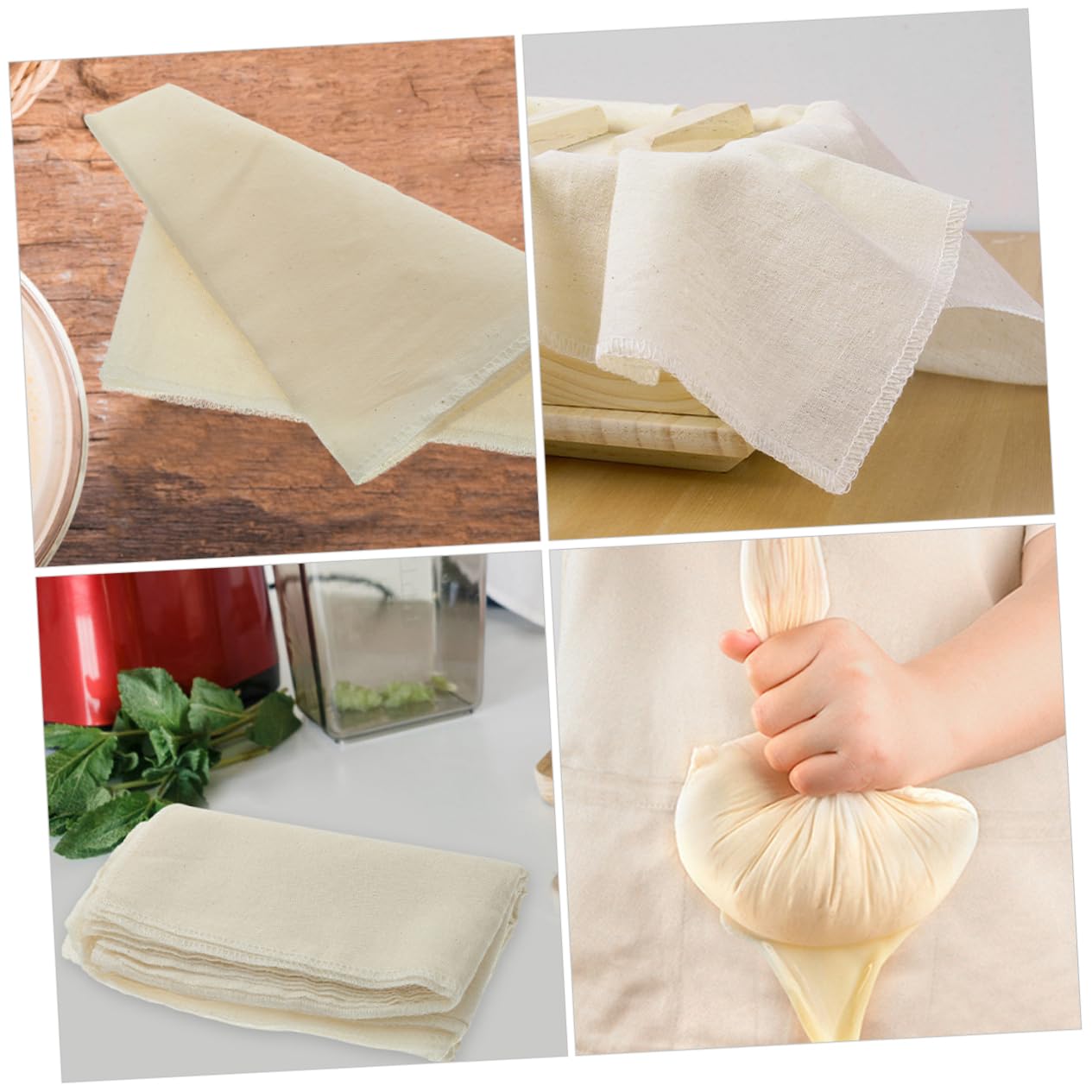 PRETYZOOM 5 Set Di Grandi Garze Quadrate in 100% Cotone Non Sbiancato Ideali Per La Cottura Del Tofu 12 Pezzi * 5