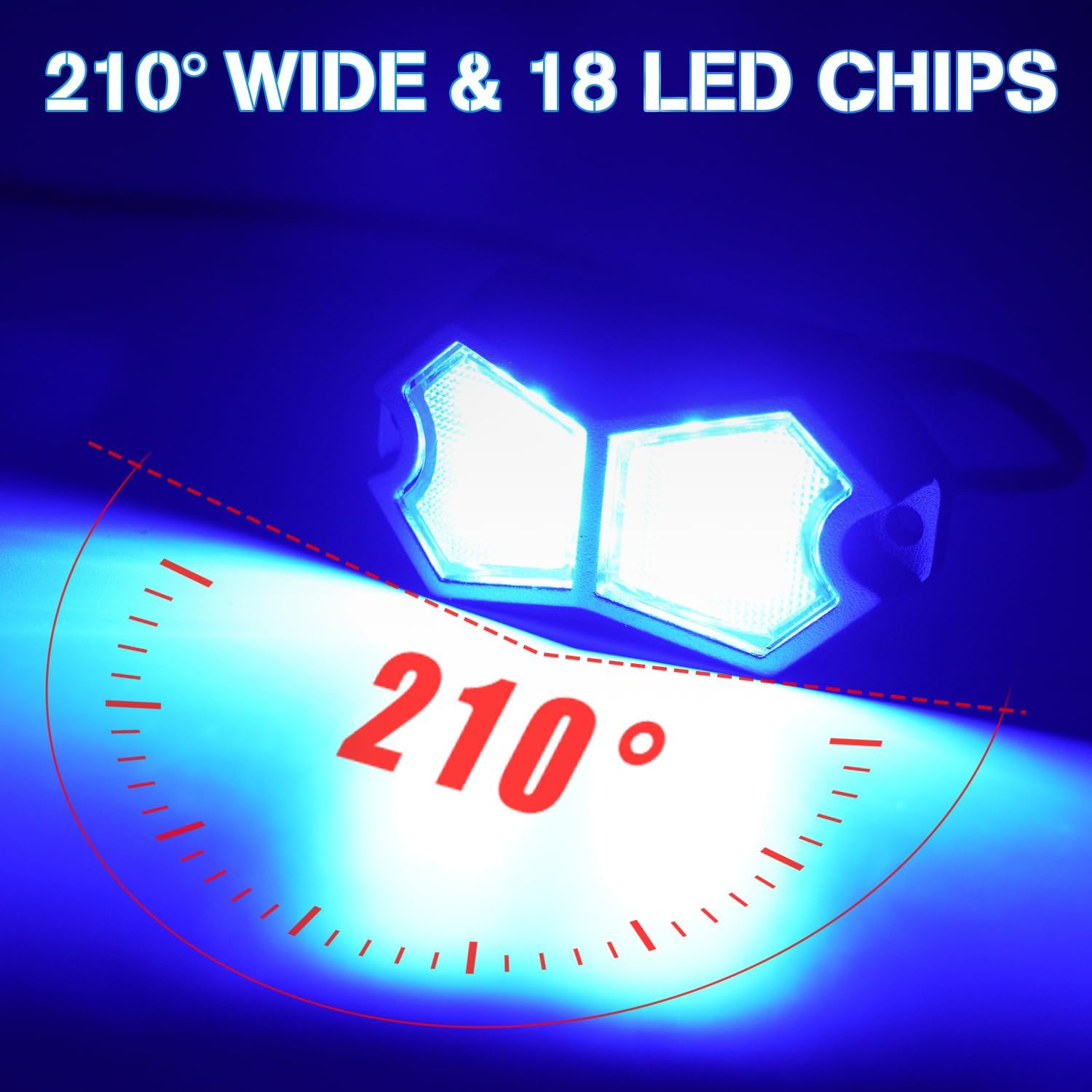 Led Rock Lights Blue 4 Pods 18LEDs 210 Degree Wide Angle IP68 Waterproof Aluminum Housing Underglow Underbody Lights 12V 24V for Truck UTV ATV Camper (4 Pods, Blue)