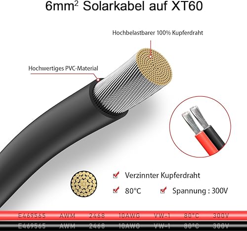 Miniatura 4 de Cable solar XT60 de 10 AWG 35 pies 2 10 25 35 50 75 100 pies XT60 cable de extensión conector de panel solar a conector XT60 para estación de