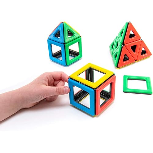 Polydron Kids Magnetic Educational Construction Set - Multicolored - Development Creative Building Kit - Geometry 3D Toy - 3+ Years - Pack of 32